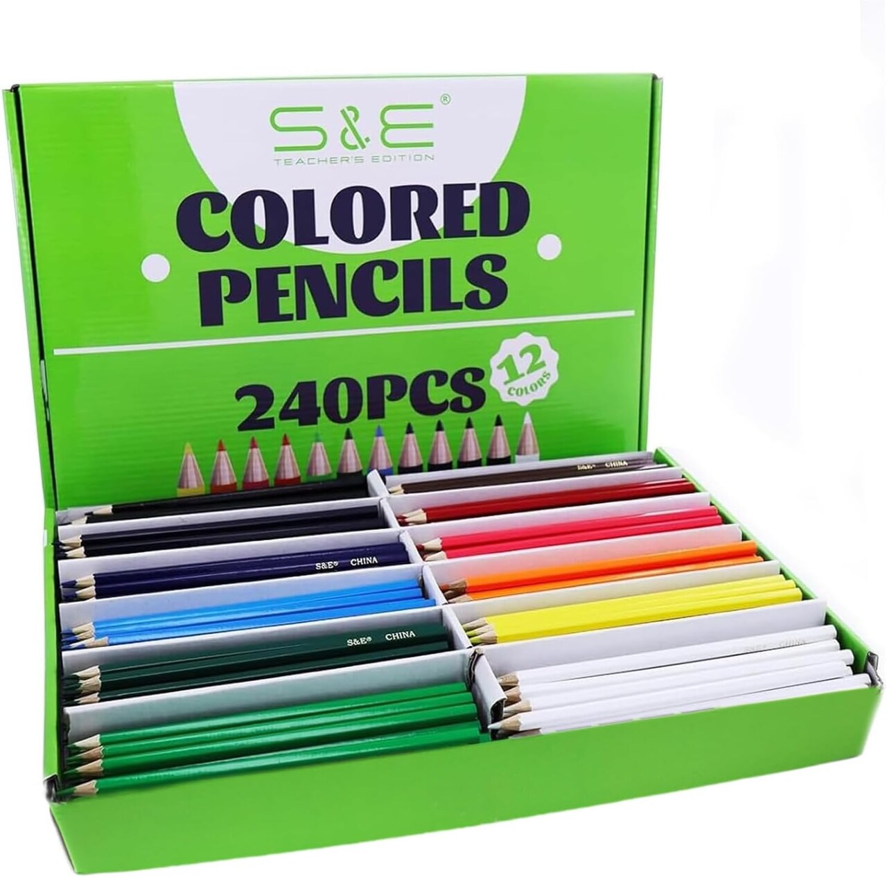 Colored Pencils Bulk 12 Assorted Colors Coloring Pencils Set for Kids Adults Drawing Pencils for Sketch, Woodcase Lead Pencils Arts 240 Count
